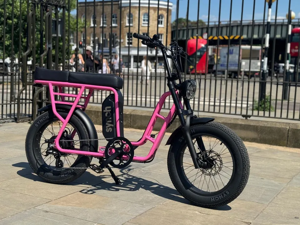 Bicyclenation Synch Monkey Longtail Step Through Electric Bike in Candy Pink