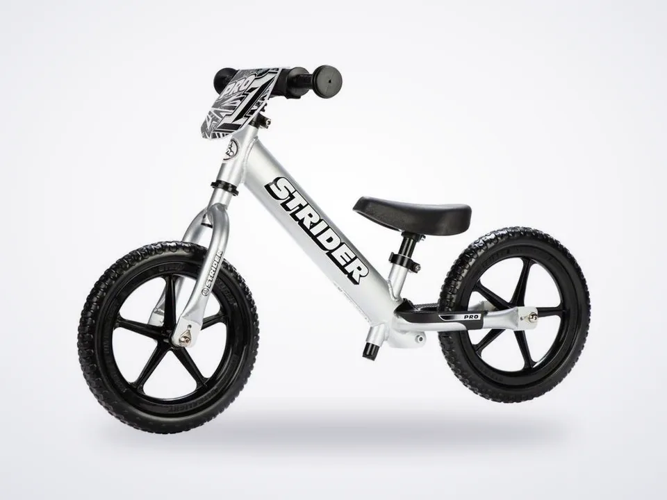 Strider 12 Pro Kids Balance Bike: Silver