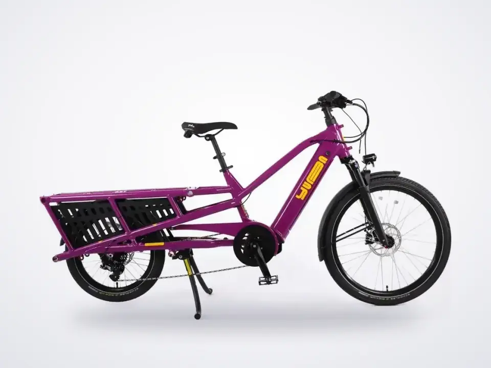 Yuba Spicy Curry Longtail Electric Cargo Bike Very Berry