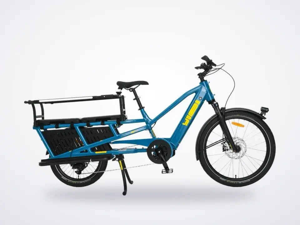 Yuba Spicy Curry Longtail Electric Cargo Bike True Blue Family Edition